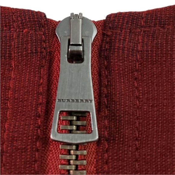 Burberry Brit Dress 6 Red Plaid Pencil Sheath Trench Wool Novacheck Nova Zip - Picture 7 of 15
